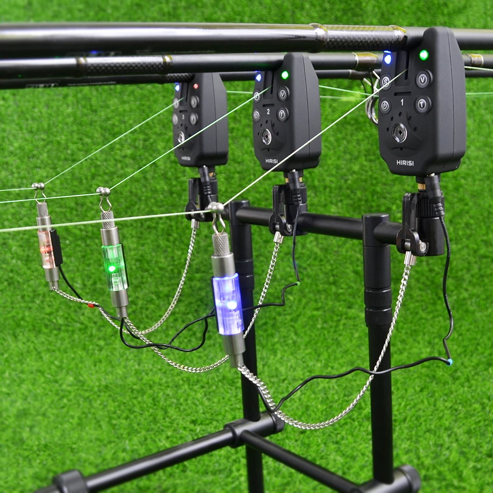 Alarma de picadura de pesca inalámbrica, 1 + 4 juegos con 4 Uds. Swinger iluminado en funda EVA para pesca de carpa B1203S