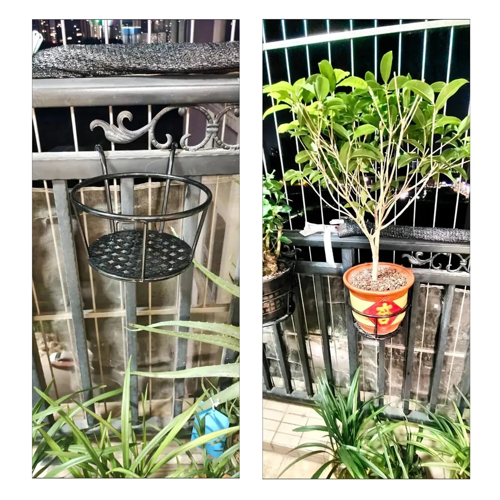 Maceta de hierro montada en la pared para balcón, soporte redondo para plantas colgante para exteriores, decoración de jardín resistente a prueba de herrumbre, 1 Uds.