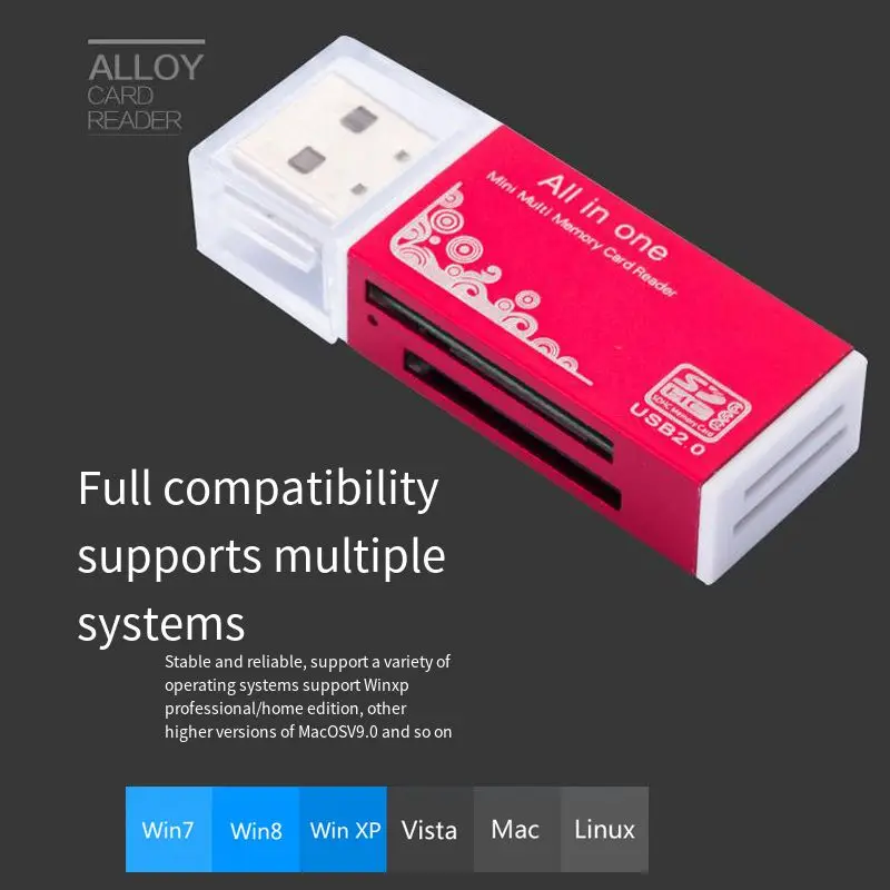 Lector de tarjetas de memoria 4 en 1 TF Micro SD M2 MS, adaptador USB 2,0 MMC de alta velocidad para ordenador portátil, Pc de escritorio, altavoz para vehículo