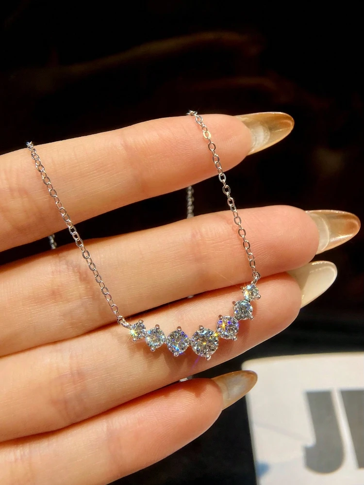 Collar de Moissanita de 1.7ct para Mujer, Plata de Ley 925, Colgante de Diamante Chapado en Platino, Joyería Nueva para Compromiso y Boda