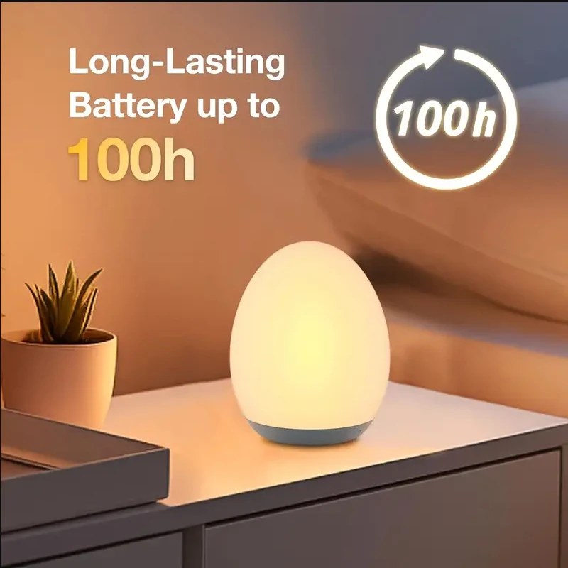 Nueva luz ambiental nocturna con forma de huevo, lámpara regulable táctil con Control RGB, mesa portátil recargable por USB para lámparas de noche, lámpara de noche