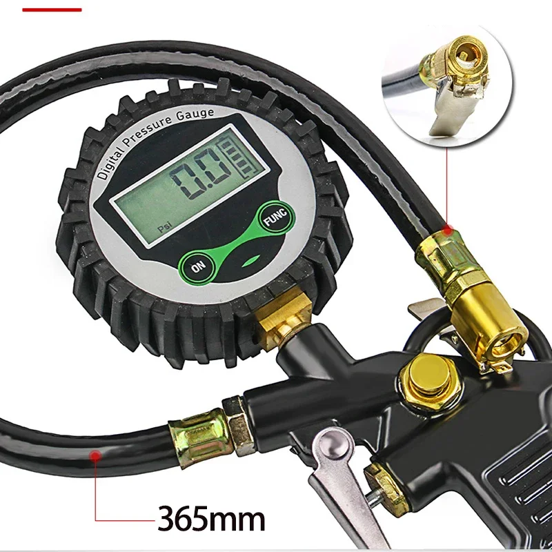 Probador de vehículo con retroiluminación de calibre con pantalla Digital LCD de 200 PSI, medidor de presión de neumáticos, inflador de neumáticos