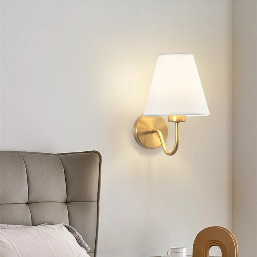 Lámparas de pared de tela modernas, lámpara de pared para cabecera Retro, luces de pared de salón, candelabro de pared Simple para Loft, accesorio de iluminación AC85-265V E27