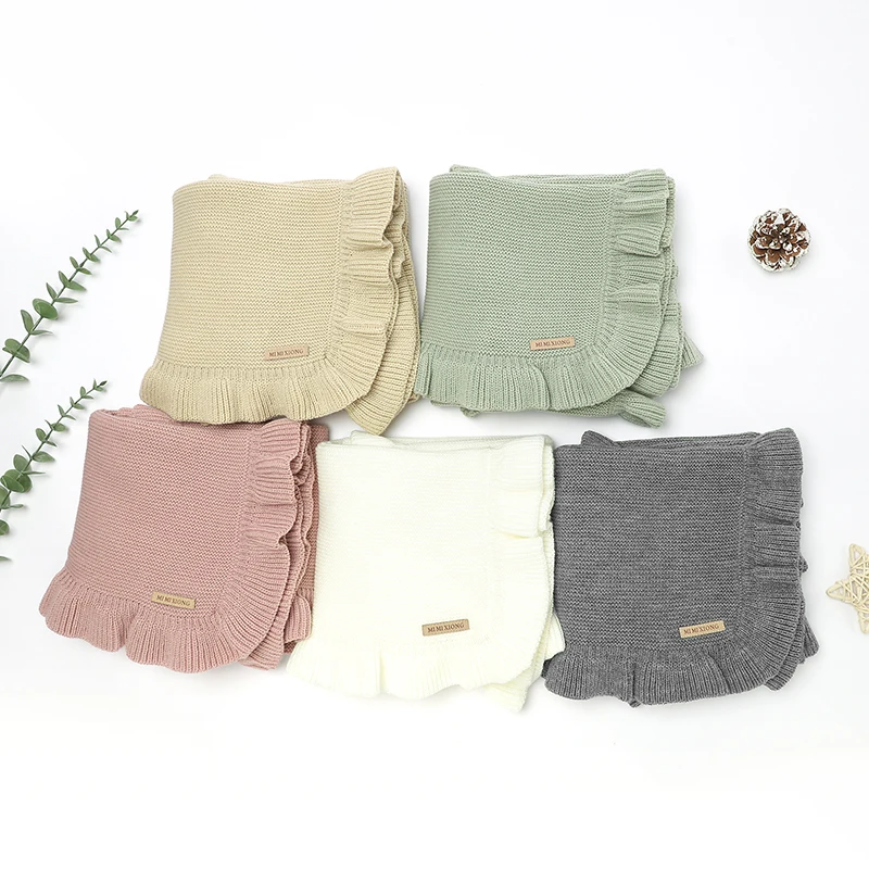 Mantas para bebé, 90x70cm, tejidas para recién nacidos, niños y niñas, cochecito sólido, saco de dormir, edredones receptores infantiles suaves Reversibles