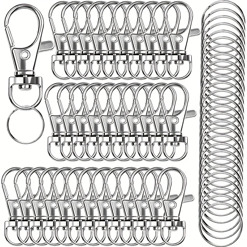 100 llaveros giratorios con cierre de perro para bolsos, equipaje y mochilas, llavero de 25 mm para joyería y accesorios DIY