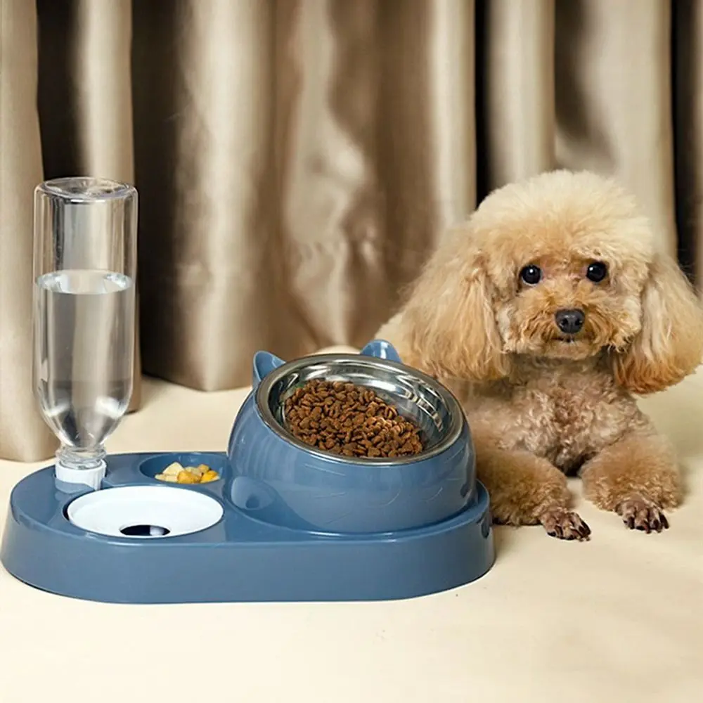 Contenedor de comida con bebedero, bebedero para mascotas, tazón 2 en 1, dispensador de agua, almacenamiento automático de agua, tazón de comida para perros y gatos