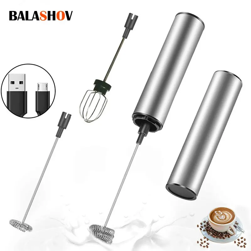 Espumador de leche eléctrico portátil, Mini máquina de espuma recargable por USB, Espumador de mano, mezclador de bebidas de alta velocidad, licuadora de café, batidor de huevos