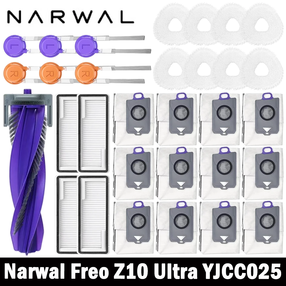 Narwal Freo Z10 Uitra YJCC025 Robot repuestos de aspiradora cepillos laterales principales paños de fregona filtros HEPA bolsas de polvo Accesorios