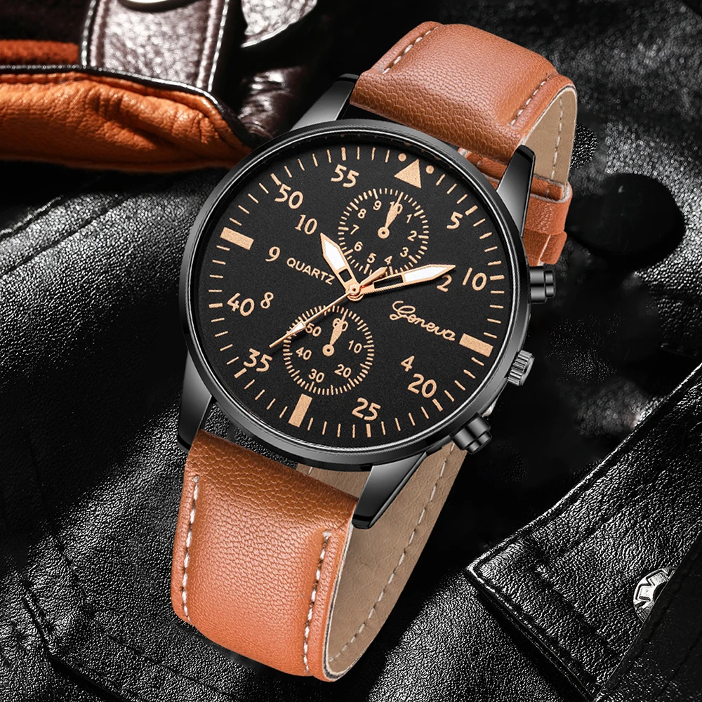 Conjunto de reloj de moda para hombre de 3 piezas, tendencia comercial, versátil, retro, clásico, esfera redonda, reloj de cuarzo, conjunto como regalo de vacaciones para él