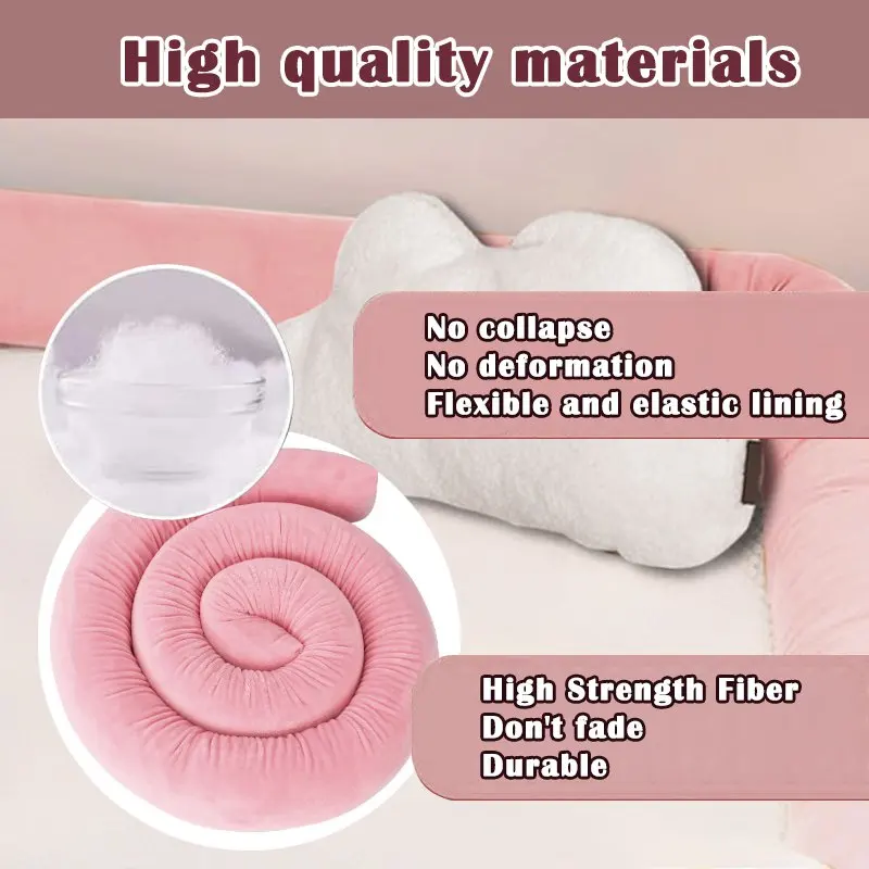  ﻿   Cojín de almohada para cama de bebé, Protector de cuna infantil de 2M de largo, altura de 8cm, decoración para habitación de cuna, juego de cama