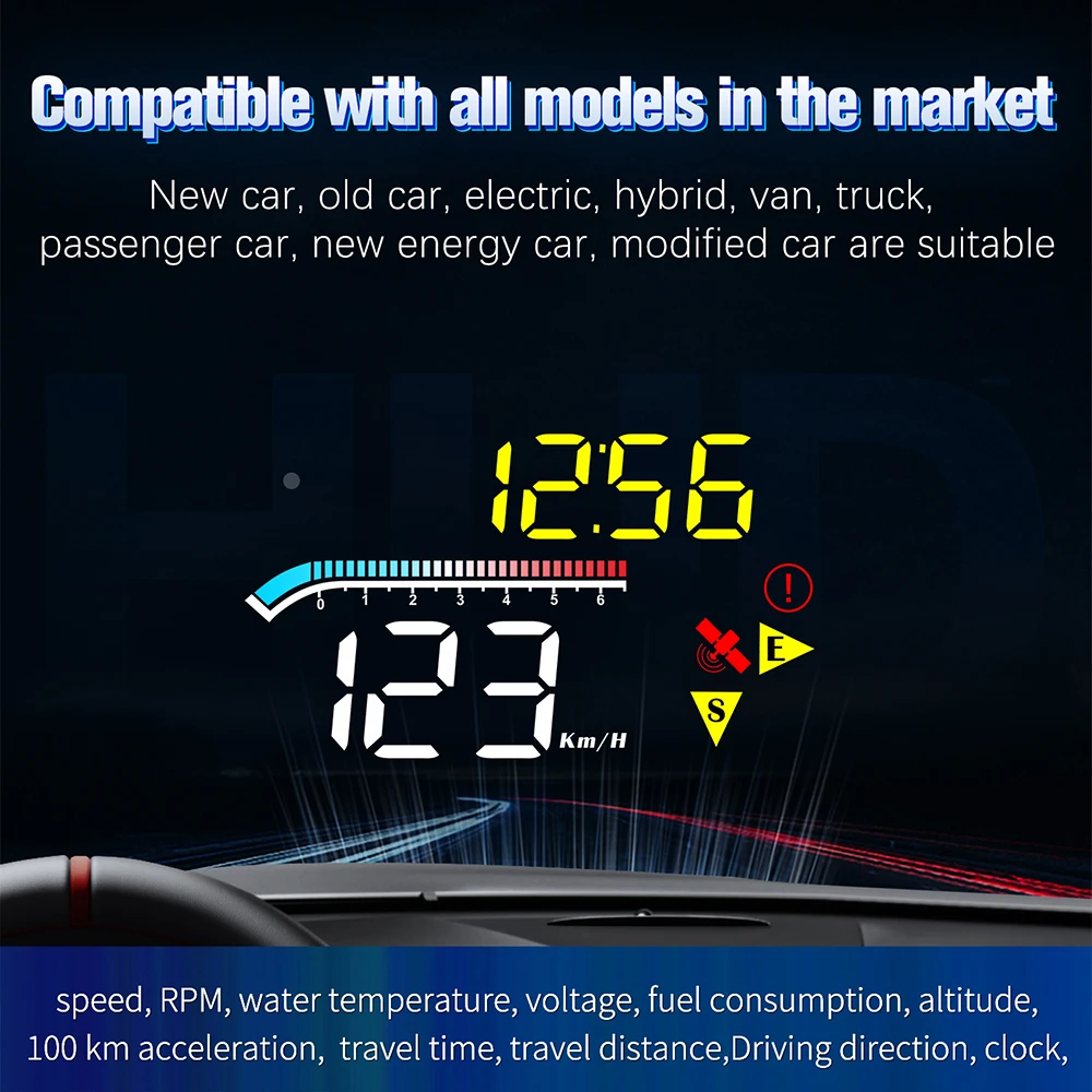 Mini proyector de parabrisas para todos los coches, velocímetro HUD M17, OBD, GPS, pantalla frontal, accesorios electrónicos para automóviles