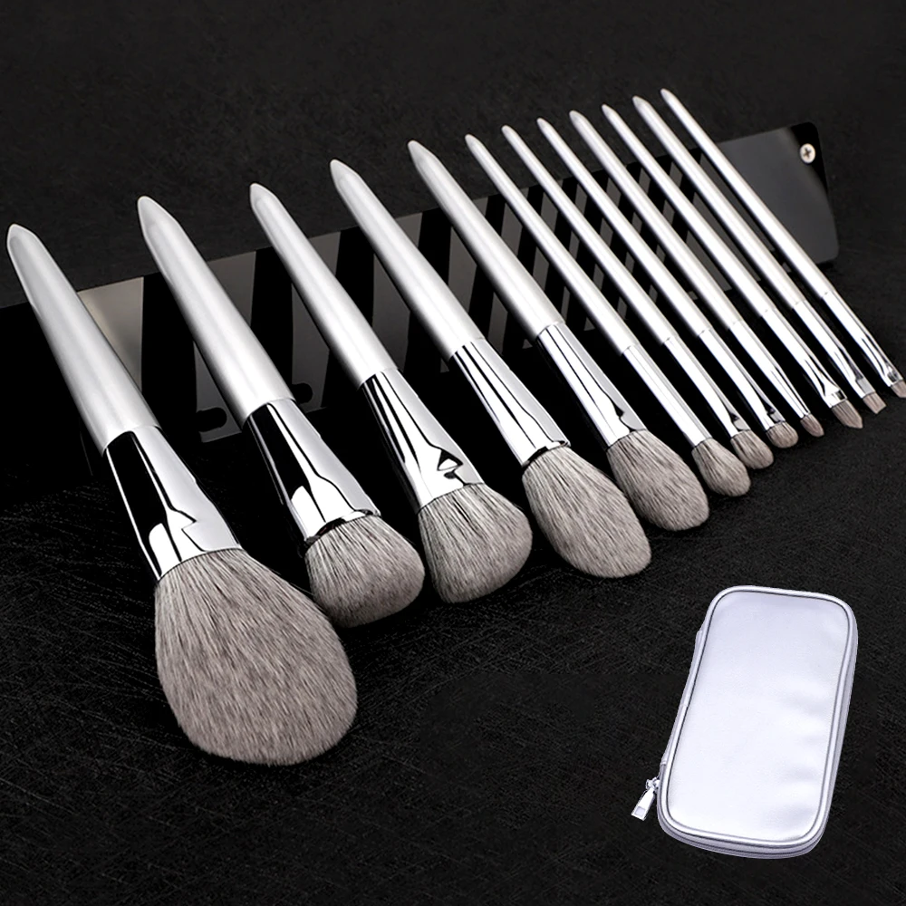 KLINA 12 Uds Kit de brochas de maquillaje profesional Natural pelo de cabra base en polvo contorno sombra de ojos herramientas de maquillaje de labios para mujeres