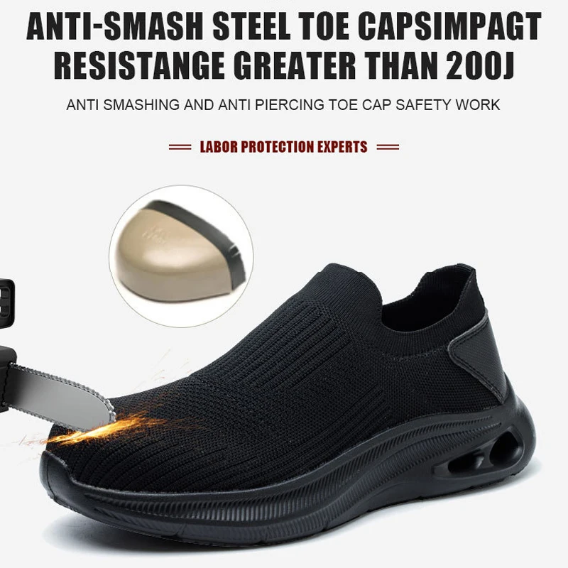 2026 zapatos de seguridad transpirables para el trabajo para hombre, botas ligeras con punta de acero antigolpes, antideslizantes, indestructibles, calzado, zapatillas de deporte