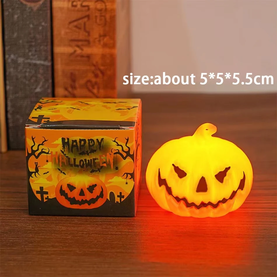 Lámpara LED de Calabaza sin Llama, Luz Cálida, Decoración de Mesa para Halloween, Luces de Ambiente para Fiestas en Bares Interiores