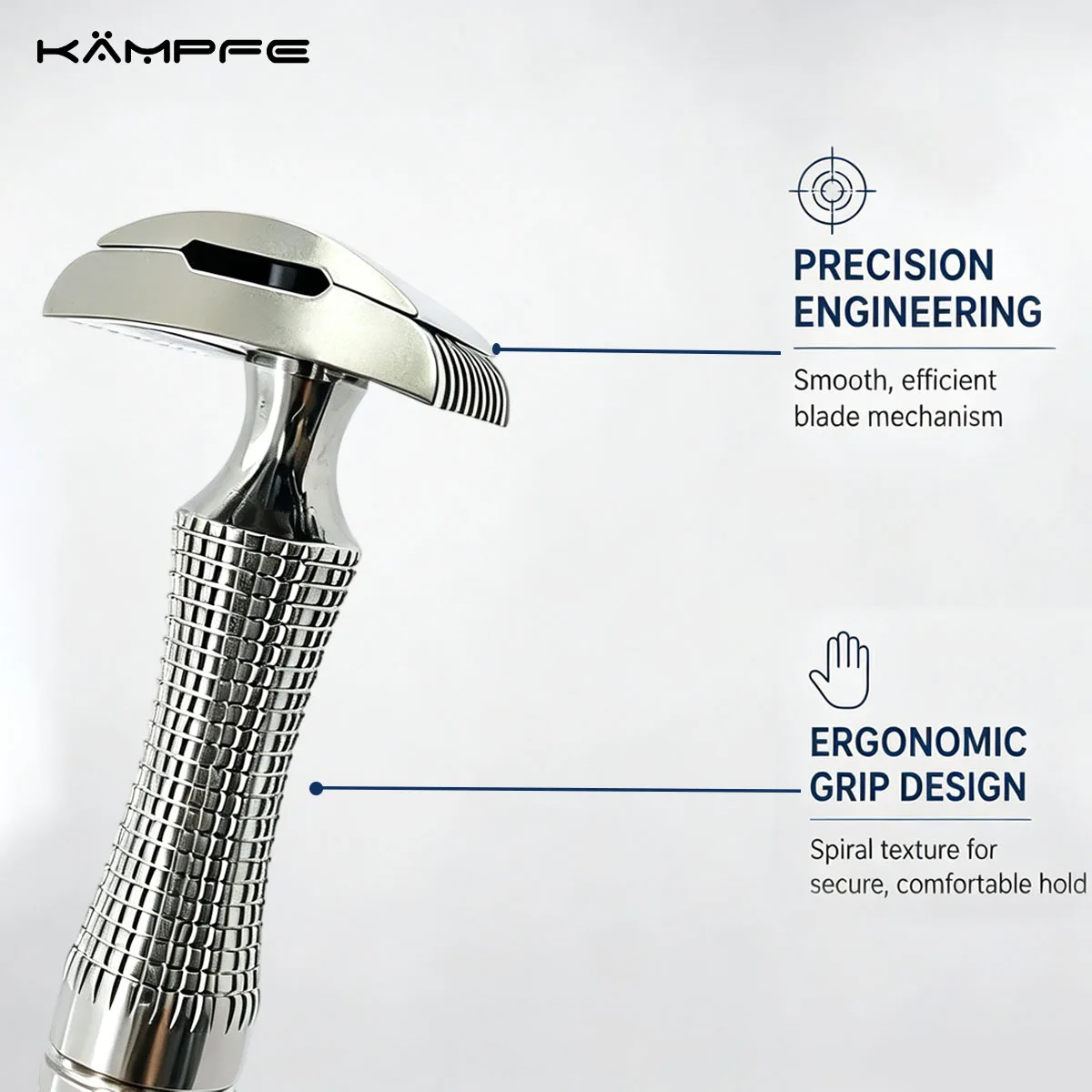 KAMPFE Maquinilla de Afeitar de Seguridad de Acero Inoxidable/Titanio, Maquinilla Manual de Doble Filo Mecanizada con Precisión CNC, Afeitado Suave en Húmedo para Hombres