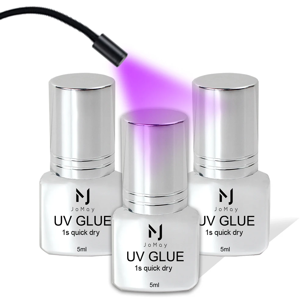 Pegamento para Pestañas JOMAY UV, Pegamento Extra Fuerte para Extensión de Pestañas, Pegamento UV 5ML, Adhesivo Impermeable, 3 Botellas