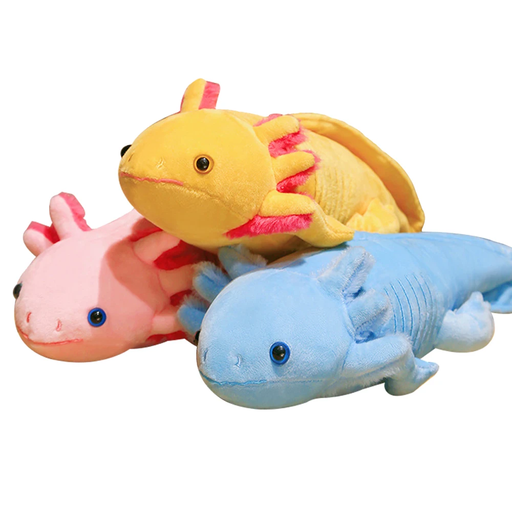 45cm Kawaii colorido Newt juguete de peluche relleno lindo Axolotl salamandra peluda pez de peluche apaciguador almohada larga cojín regalo para niños
