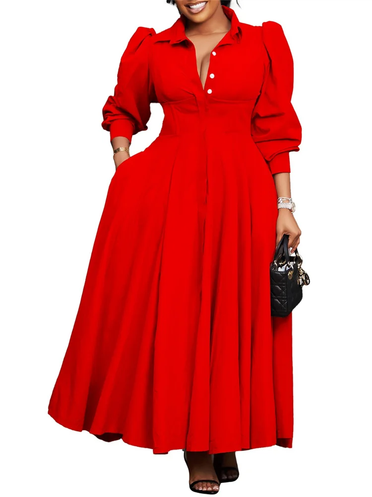 Vestido Wmstar para mujer, vestidos informales de manga larga con botones, ropa de calle a la moda, columpio grande, nueva ropa de primavera, venta al por mayor, triangulación de envíos