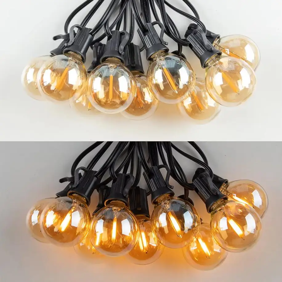 Guirnalda de calle Retro G40, cadena conectable para exteriores, guirnalda de calle para jardín, iluminación para exteriores, luces de Gazebo, decoración de cumpleaños y boda