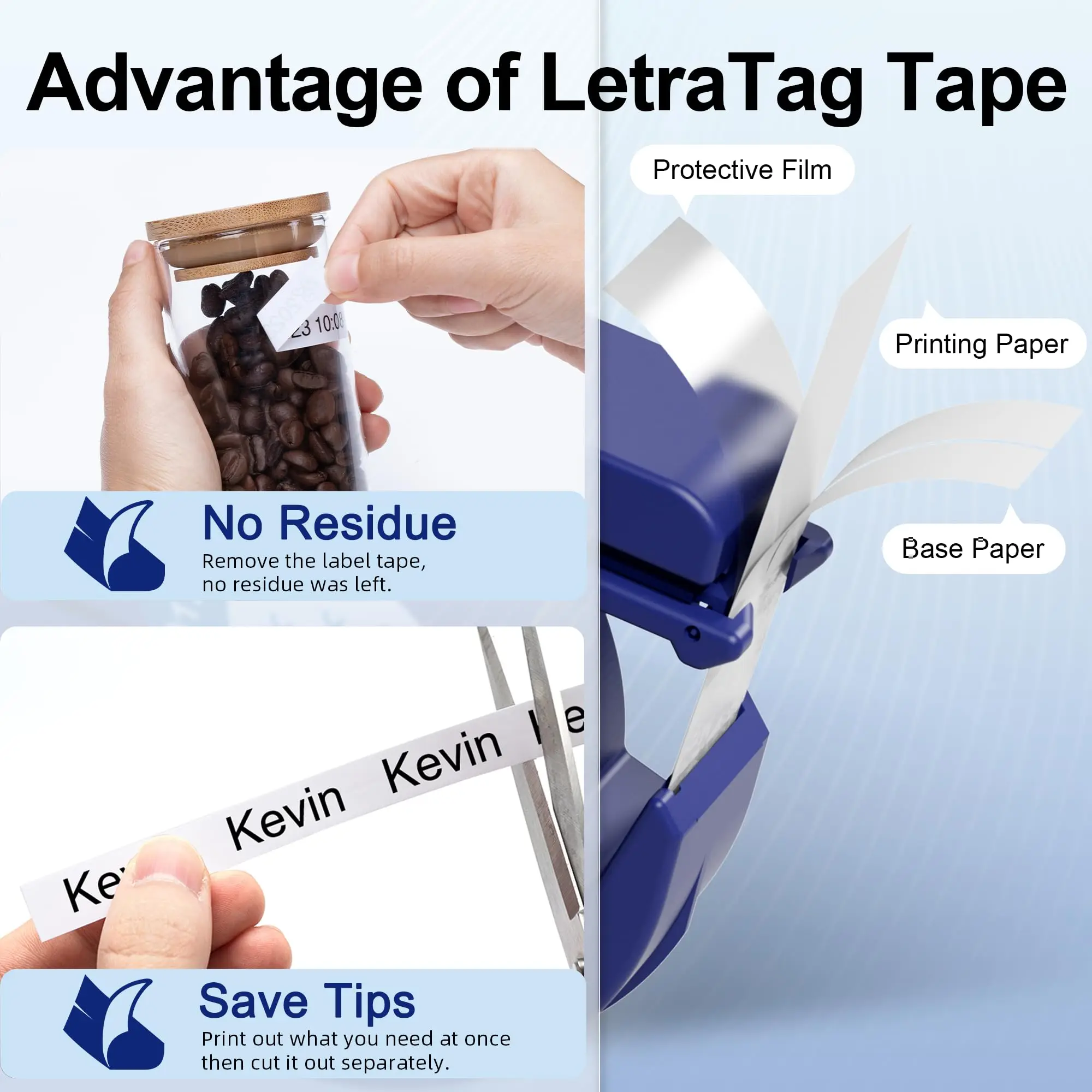 Para cinta de etiquetas Letratag, cartucho de plástico/papel/tela de 12mm, negro sobre blanco 91201 para Dymo LetraTag LT-100H Labelmaker 200B QX50