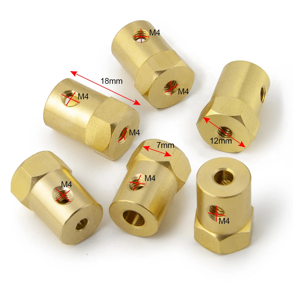 AXSPEED 4 Uds 12mm acoplador de acoplamiento hexagonal de rueda adaptador de manga de latón conector de neumático 3/4/5/6/7/8/mm para piezas de repuesto de coche barco RC