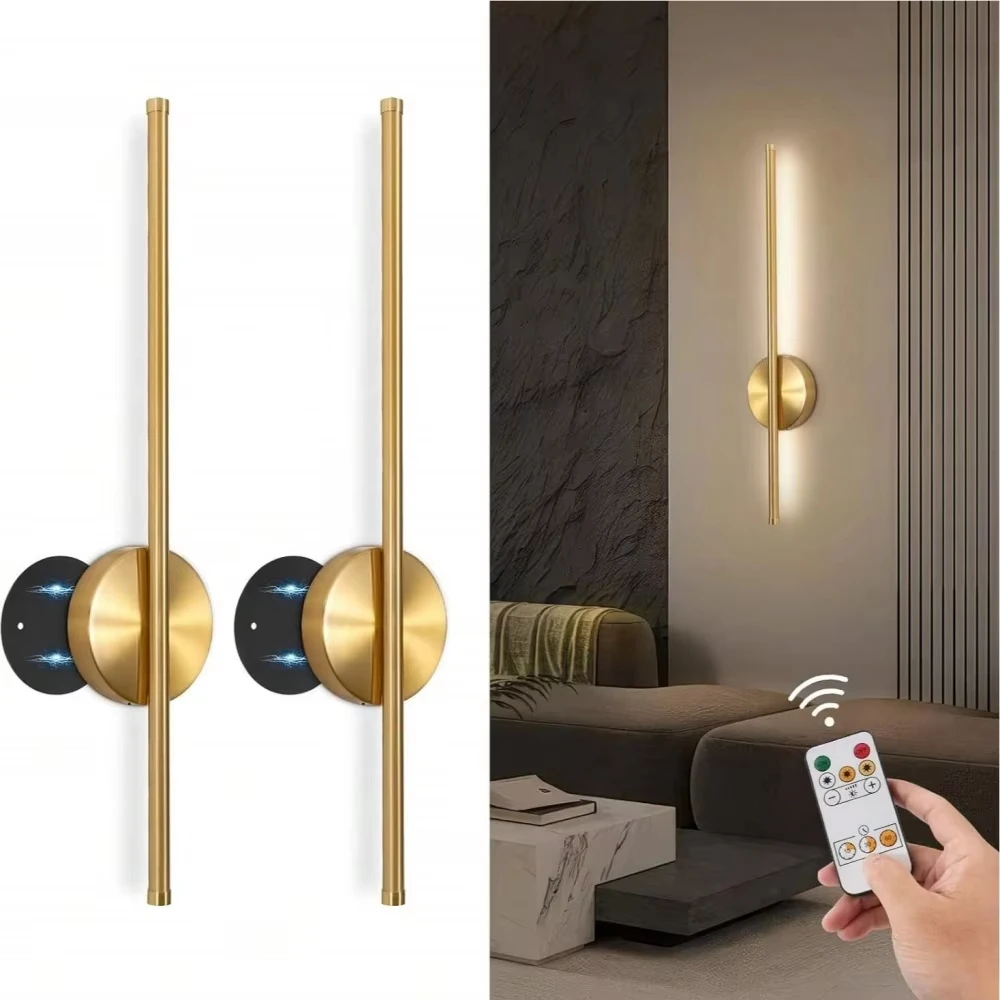 Lámpara de pared magnética recargable 50, color negro y dorado, para sala de estar, dormitorio, pasillo, estudio, escalera, guardarropa, iluminación LED sin cableado