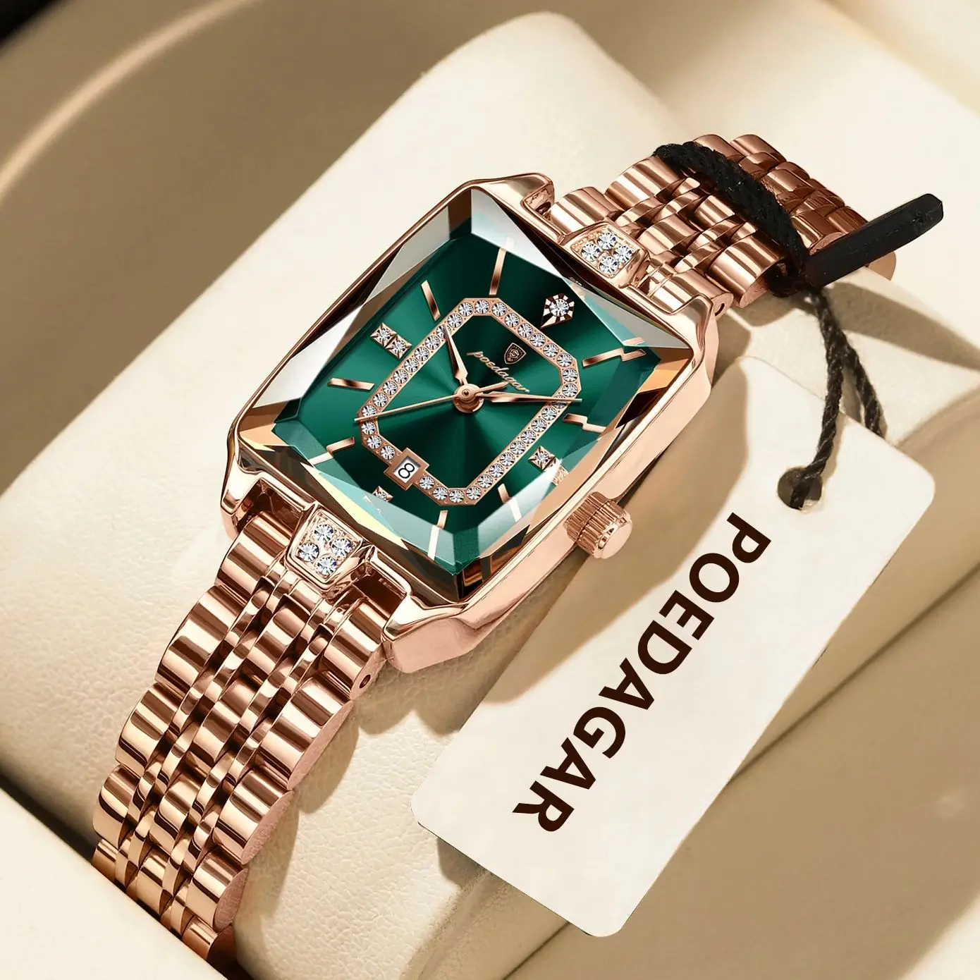 POEDAGAR, reloj de lujo para mujer, resistente al agua, fecha, reloj de pulsera informal de alta calidad para mujer, relojes elegantes de cuarzo de acero inoxidable para mujer