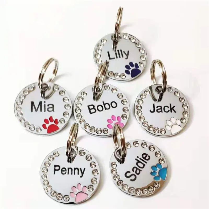 Etiqueta de identificación personalizada para perros y gatos, accesorios de Collar para mascotas, grabado personalizado, nombre de dirección