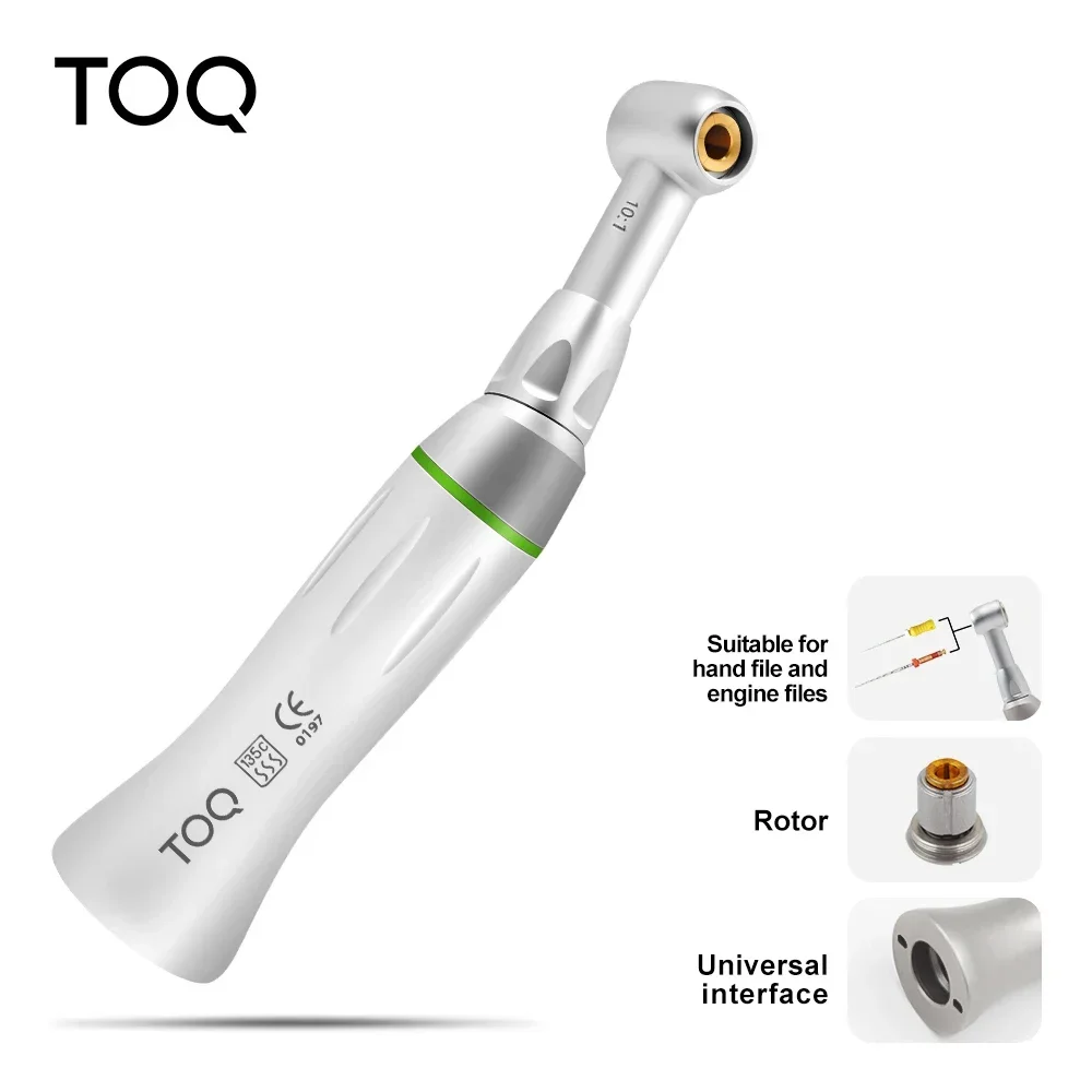 Equipo Oral 60 ° Mandril de botón pulsador de pieza de mano de contraángulo 10:1 con cabezal de limas de mano alternativas de giro para endodoncia