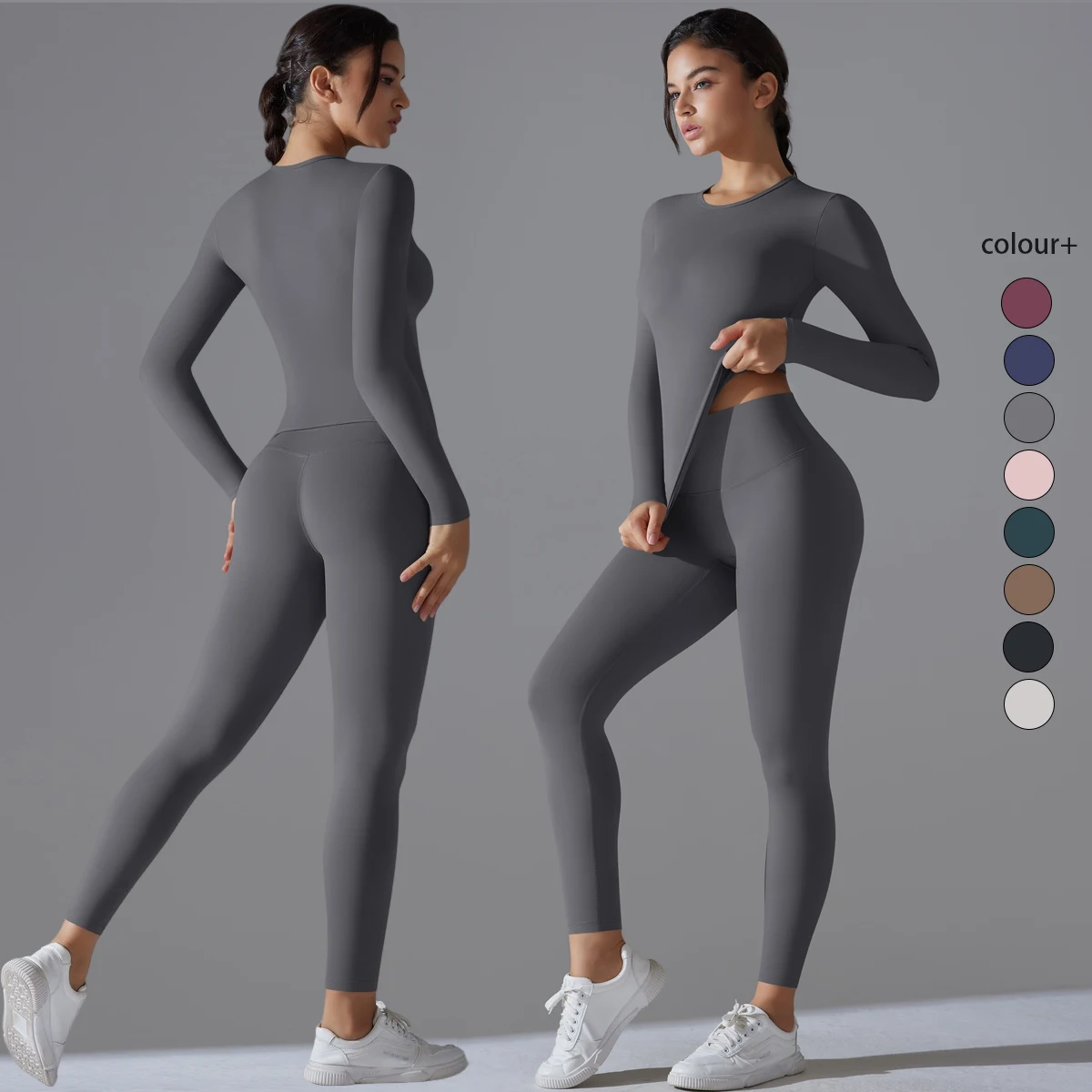 Traje de Yoga, conjunto deportivo con mangas, transpirable, elástico, para gimnasio, Yoga, ajustado, Fitness, Top activo, transpirable, Control de barriga, mallas adelgazantes