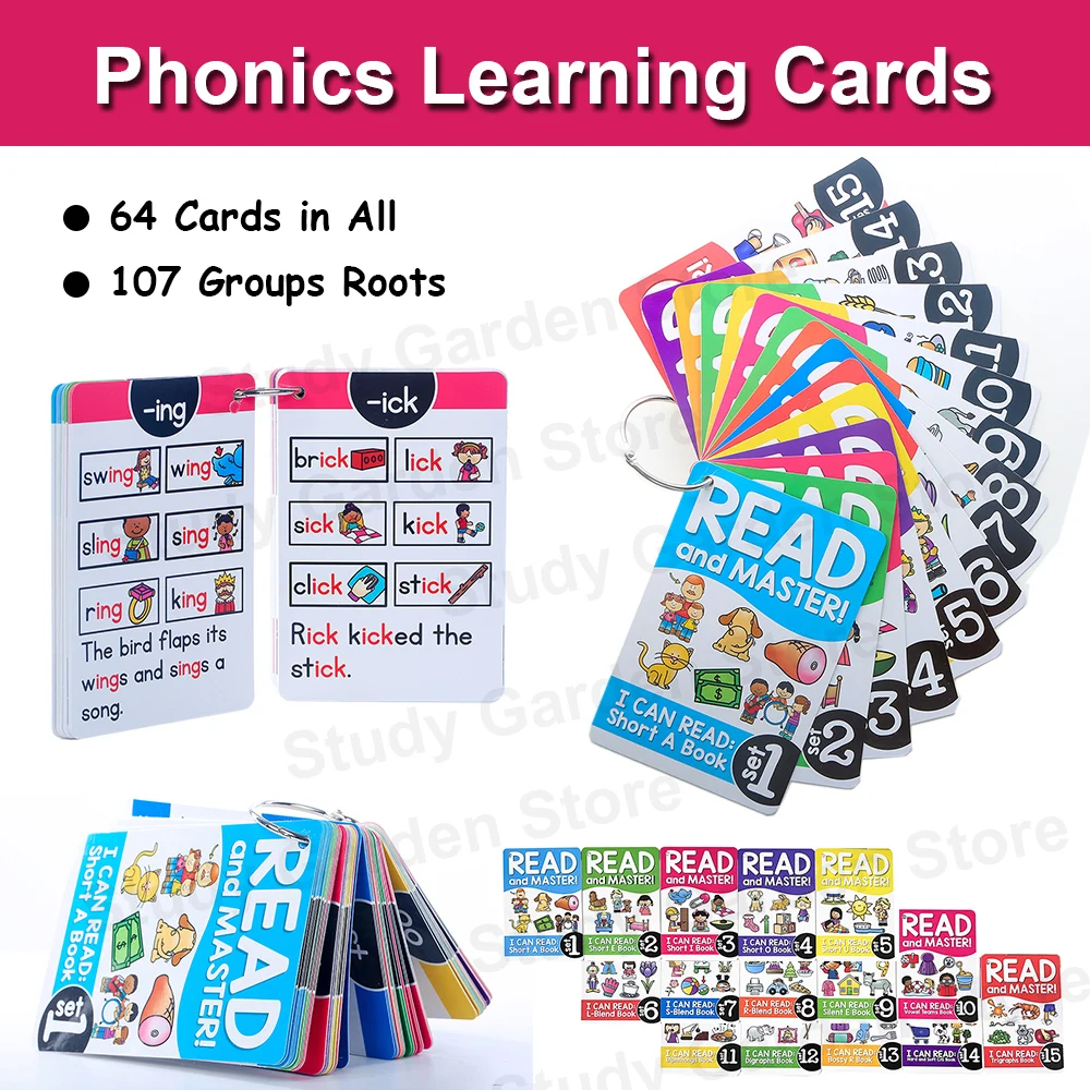 Tarjetas de aprendizaje de fonética en inglés Montessori, juguetes educativos para guardería para niños, tarjetas didácticas de ayuda para enseñanza de profesores