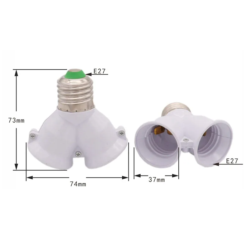 Base de lámpara blanca E27 a 2 E27, iluminación Led, convertidor de casquillo de bombilla de doble tornillo, soporte de lámpara halógena de luz LED de ahorro 3A