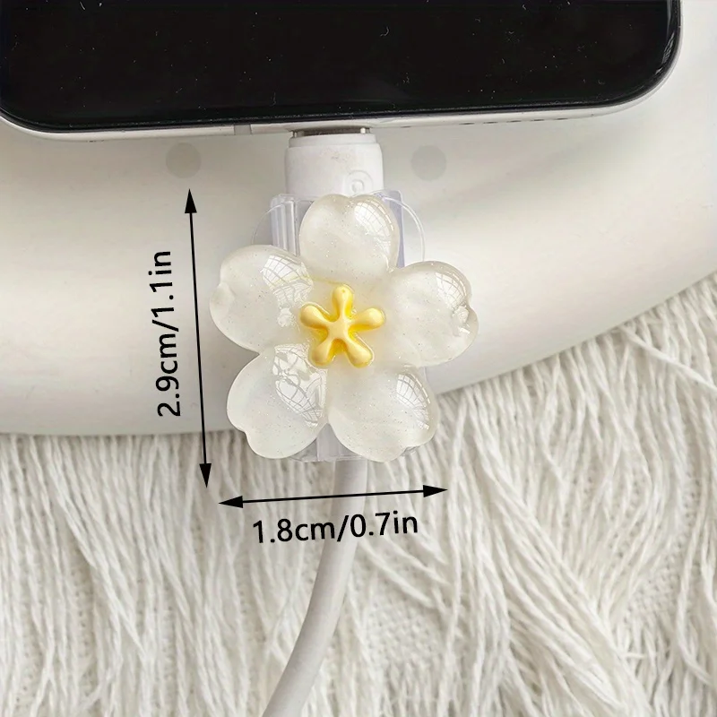 Protector de Cable de flor de cerezo, funda protectora de Cable, Kit de protección de línea de datos para interfaz de carga iPhone/tipo C, 2 uds.