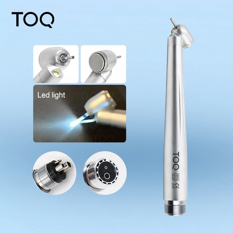 Pieza de mano LED de alta velocidad de 45 grados, generador electrónico, botón pulsador integrado, herramienta de odontología con pulverizador de agua individual
