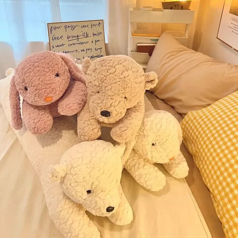 Almohada larga de conejo de peluche para el cuerpo, cojín grande y bonito de conejo relleno para dormir, almohada decorativa para el cuerpo, cojín para respaldo de silla, decoración
