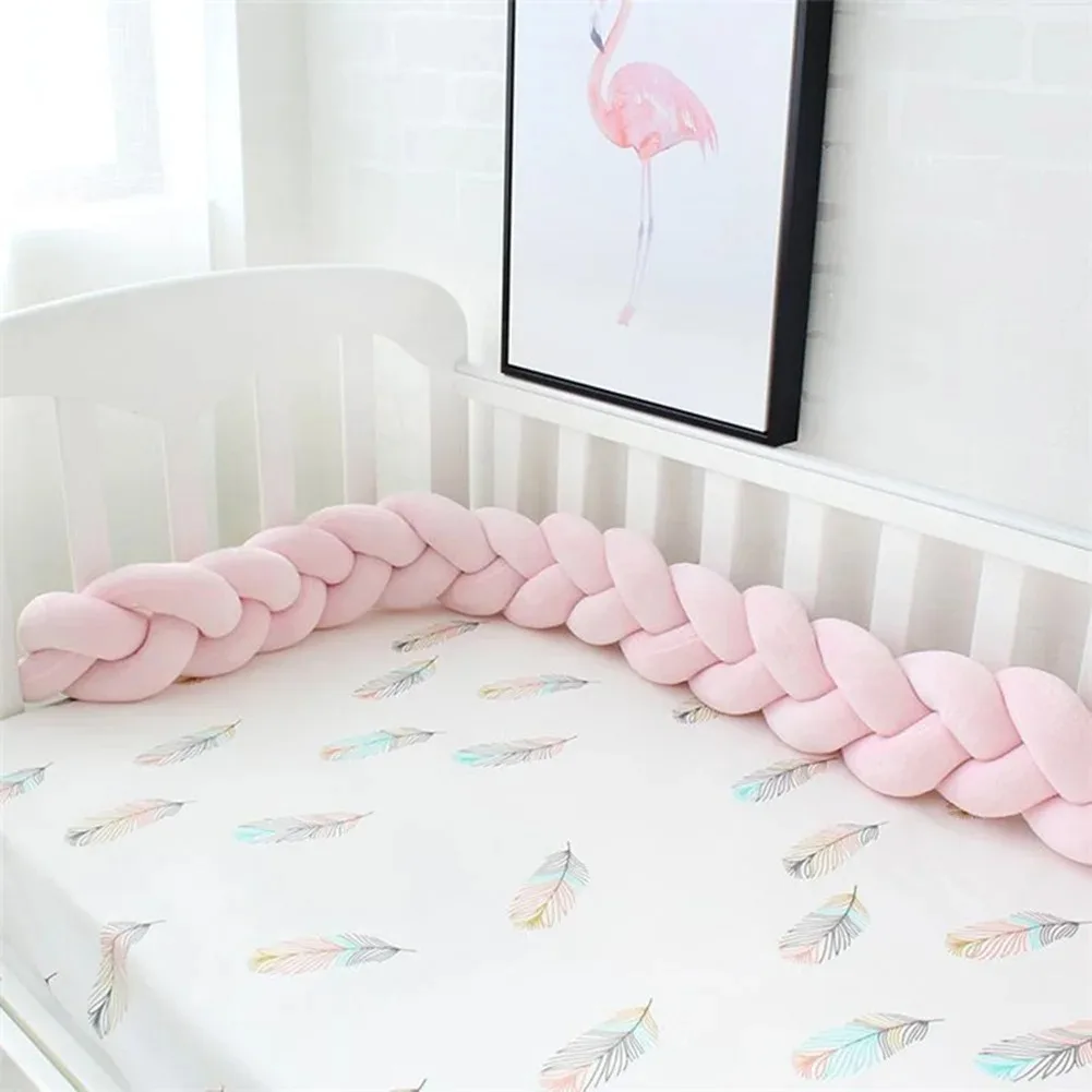 Parachoques de cama de cuerda trenzada suave para bebé de 1,3 M, tira de riel de cuna anticolisión, cojín transpirable antideslizante seguro para parachoques de cama de niños pequeños