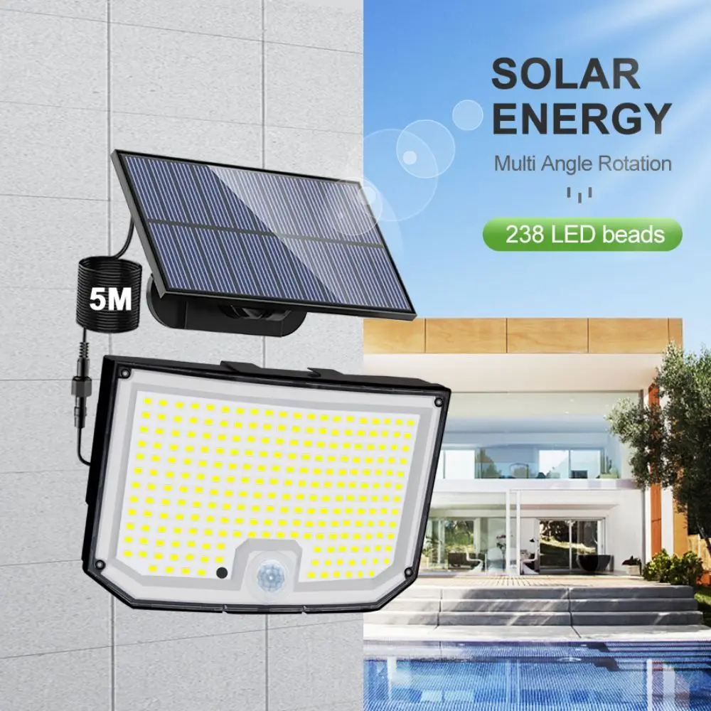 Lámpara Solar LED para exteriores, focos impermeables IP65, Sensor de movimiento, 3 modos, farola, decoración de jardín, 238/328, 348