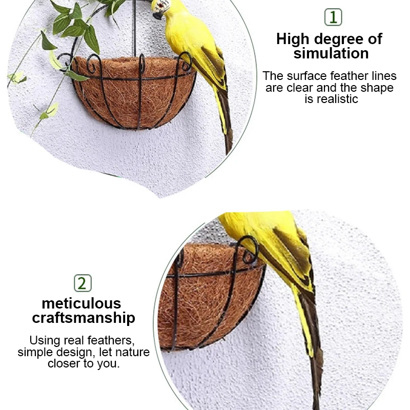Loro Artificial de plumas de espuma hecho a mano, modelo de pájaro de imitación, estatuilla de espuma de pájaros, adorno de decoración de jardín para el hogar, 25/35cm