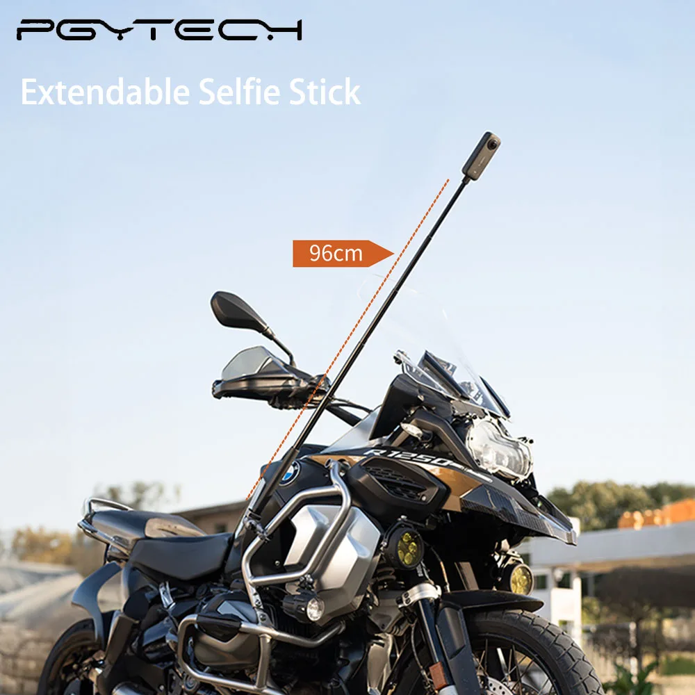 PGYTECH-palo Selfie extensible de 96cm, soportes para motocicleta, interfaz estándar 1/4, aleación de aluminio para cámaras de acción Insta360