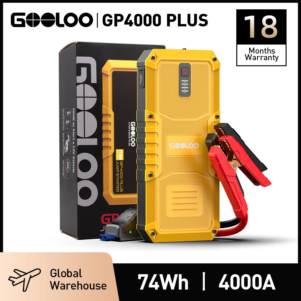 GOOLOO 4000A Arrancador de Batería Portátil 20000mAh, Arrancador de Coches, Batería Externa 12V, Dispositivo de Arranque para Gasolina y Diésel
