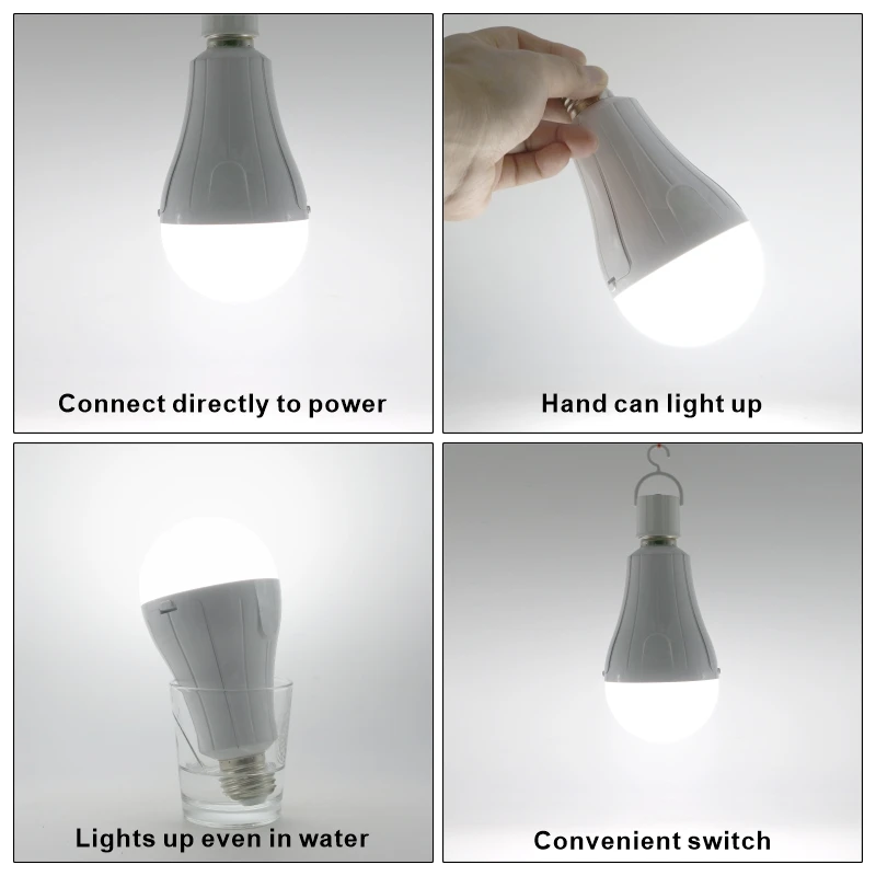Bombilla LED de emergencia portátil E27 de 15W, lámpara de Camping recargable de 1600mAh, 85-265V para tienda de campaña de fallo de energía para el hogar, lámpara de jardín