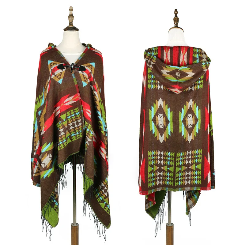 Chal étnico multifunción bohemio, bufanda Tribal con flecos, sudaderas con capucha, cárdigans a rayas, mantas, capa, chal, borlas, Poncho, abrigo
