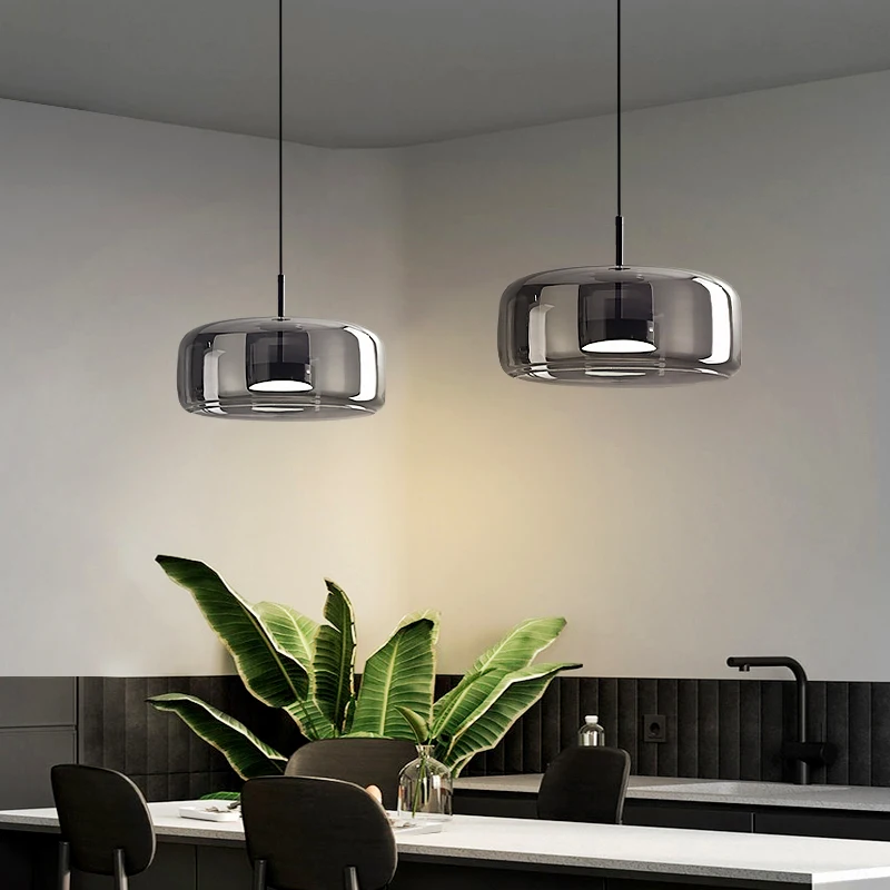 Lámpara Colgante Moderna de Vidrio, Lámparas LED para Comedor, Lámparas Colgantes para Techo, Iluminación Interior