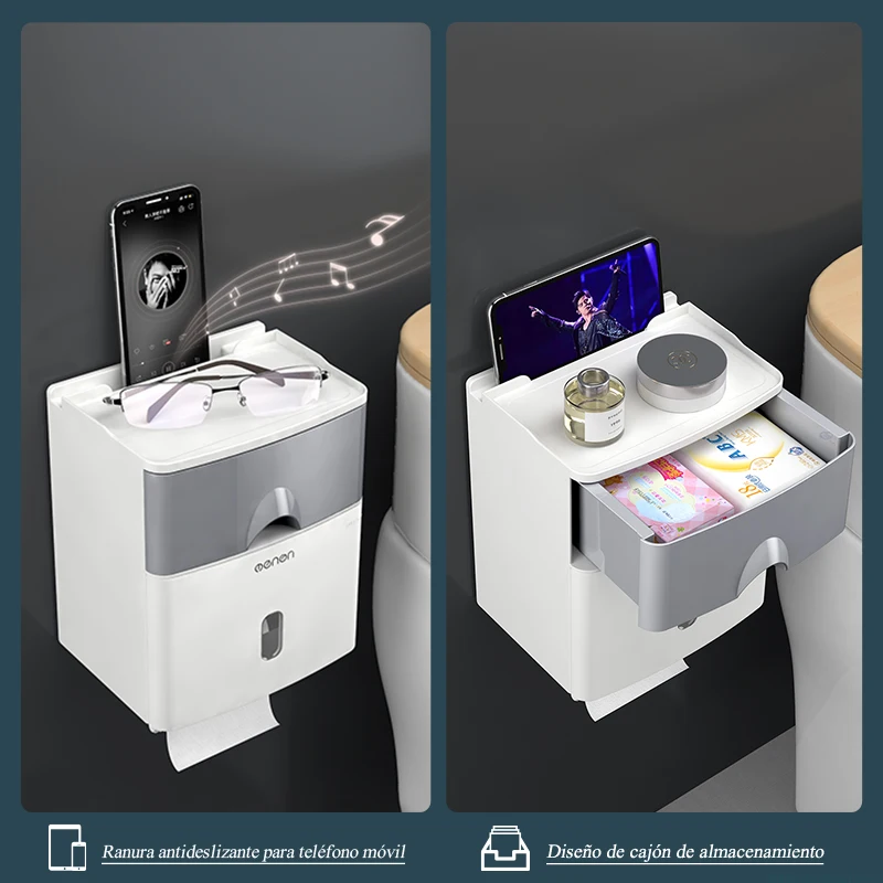 MENGNI soporte de papel higiénico de alta calidad, caja de almacenamiento de pañuelos impermeable, organizador de rollo de inodoro de montaje en pared, juegos de accesorios de baño