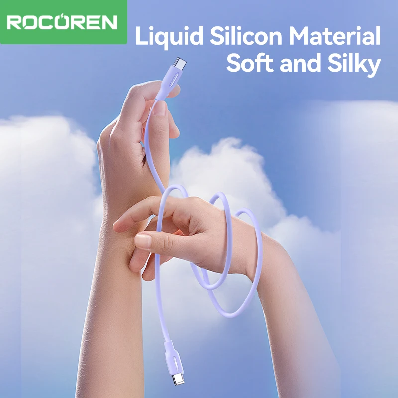 Rocoren-Cable USB tipo C de carga rápida para iPhone 15, Samsung, portátil, MacBook, iPad, PD, 100W
