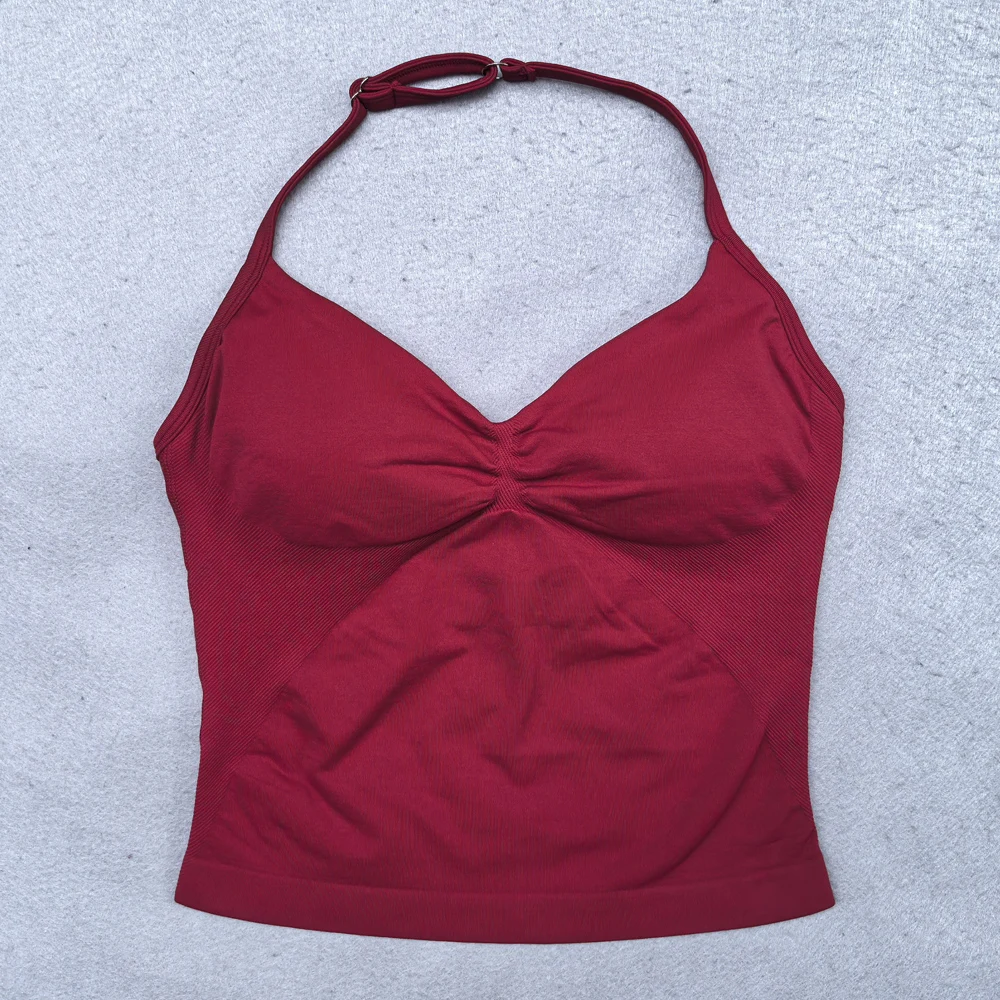 Top deportivo ajustable con tiras para mujer, Top de gimnasio con espalda descubierta, sujetador incorporado, ropa de Yoga, camisas sin mangas, trajes de entrenamiento, camiseta sin mangas