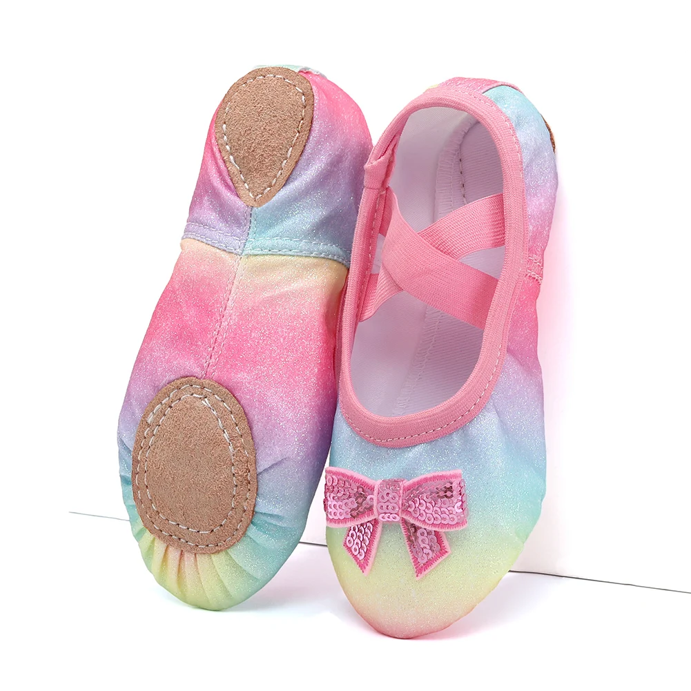 Zapatos de baile de Ballet para niñas, zapatos planos de baile de Ballet para mujeres y niños, zapatillas de Ballet para mujeres, zapatos de entrenamiento de Salsa con lentejuelas