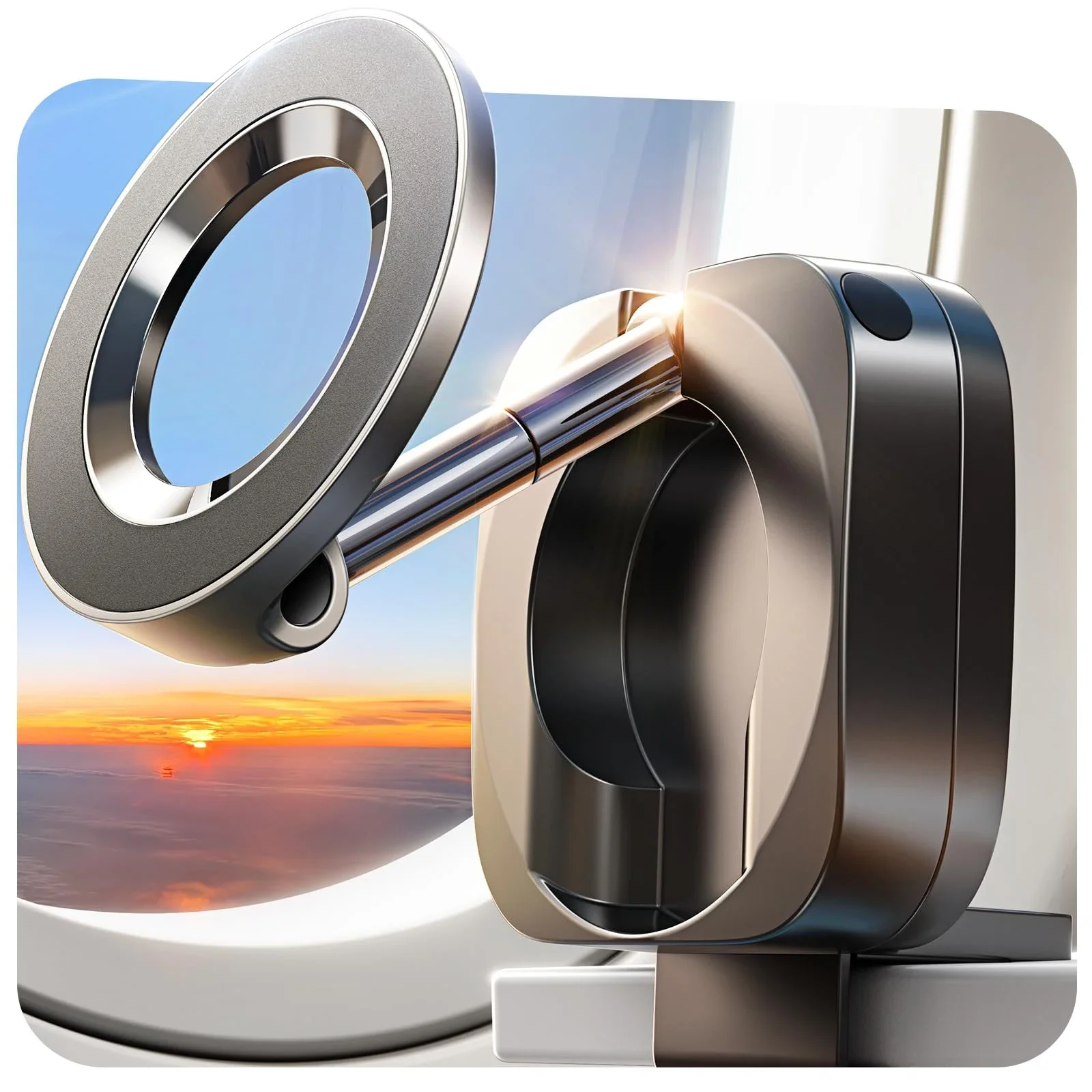 Soporte Magnético para Teléfono, Soporte de Viaje, 360 °   Soporte Giratorio para Teléfono en el Asiento Trasero, Ajustable, Compatible con Magsafe, iPhone y Xiaomi