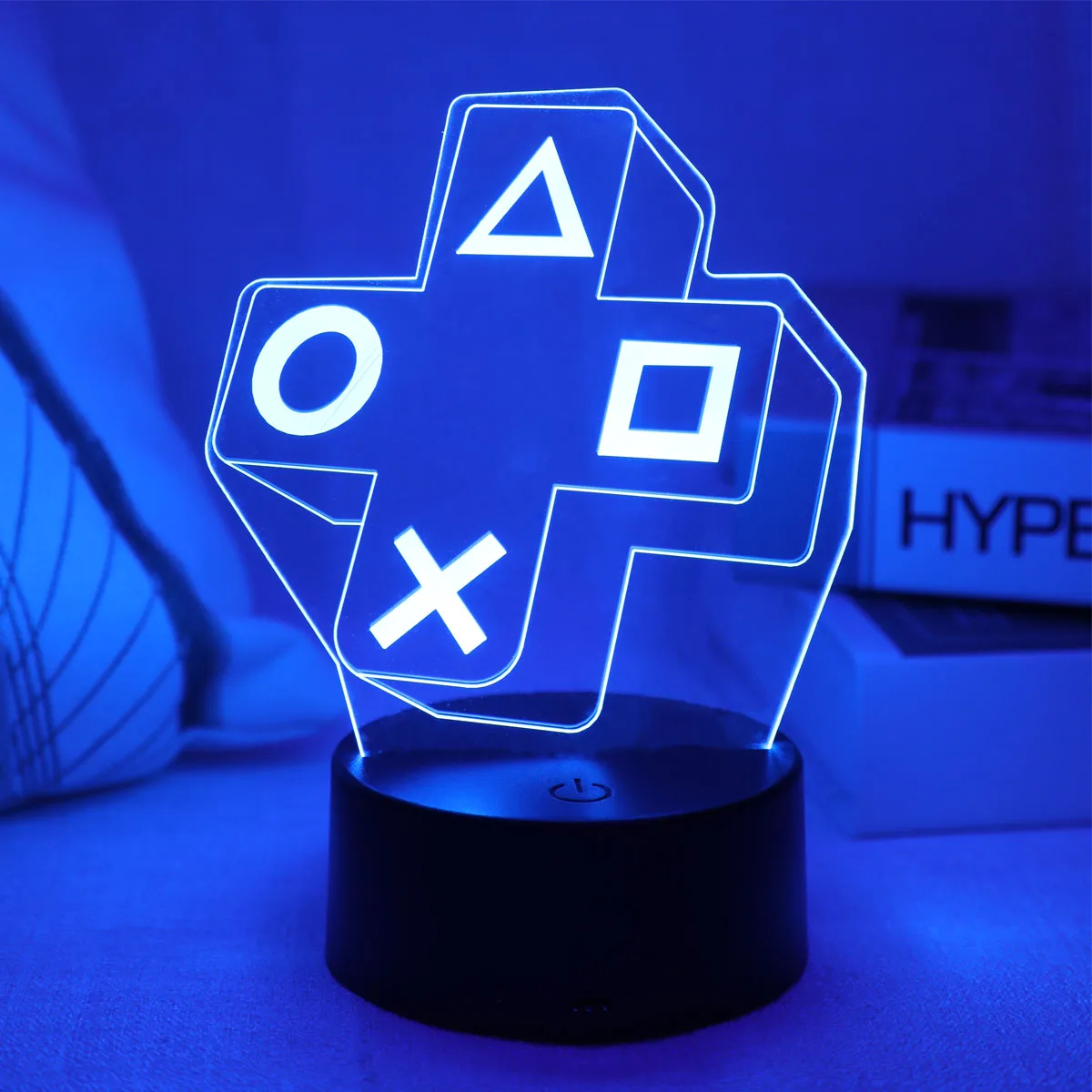 1 unidad de experiencia de juego, botón cruzado, luz nocturna 3D táctil, luz LED colorida, decoración de dormitorio, luz de ambiente
