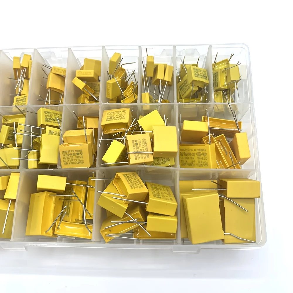 160PCS 18Values X2 Condensador de seguridad 275VAC 102K-225K 1NF ~ 2.2UF Kit surtido